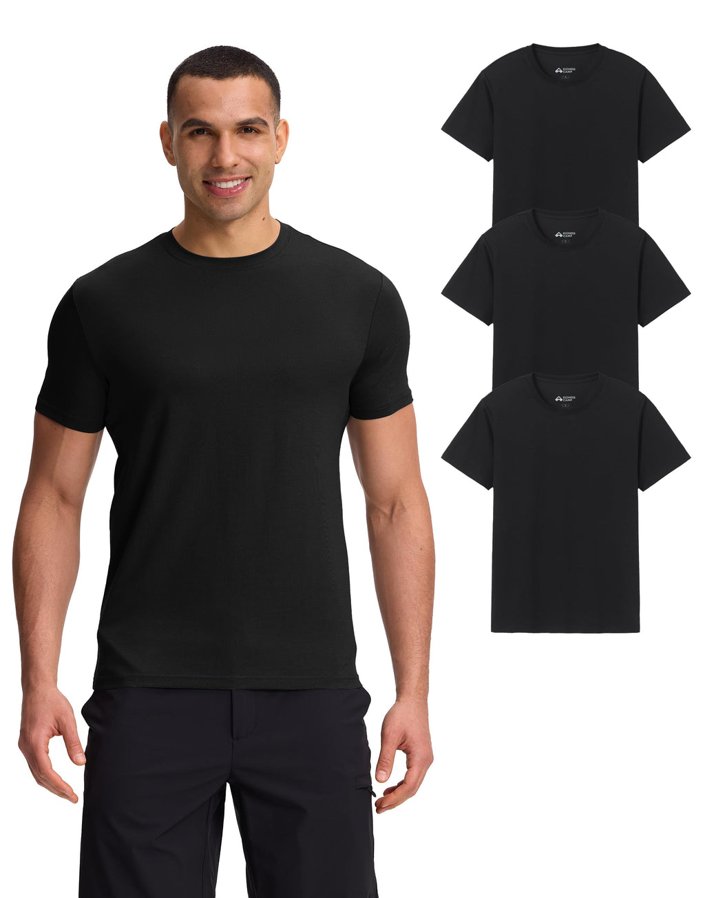 Pioneer Camp Mens Bamboo Viscose T Shirt Ultra Soft Plain Tshirts for Men Cooling Crew Neck Casual Basic Tee Shirt Undershirt