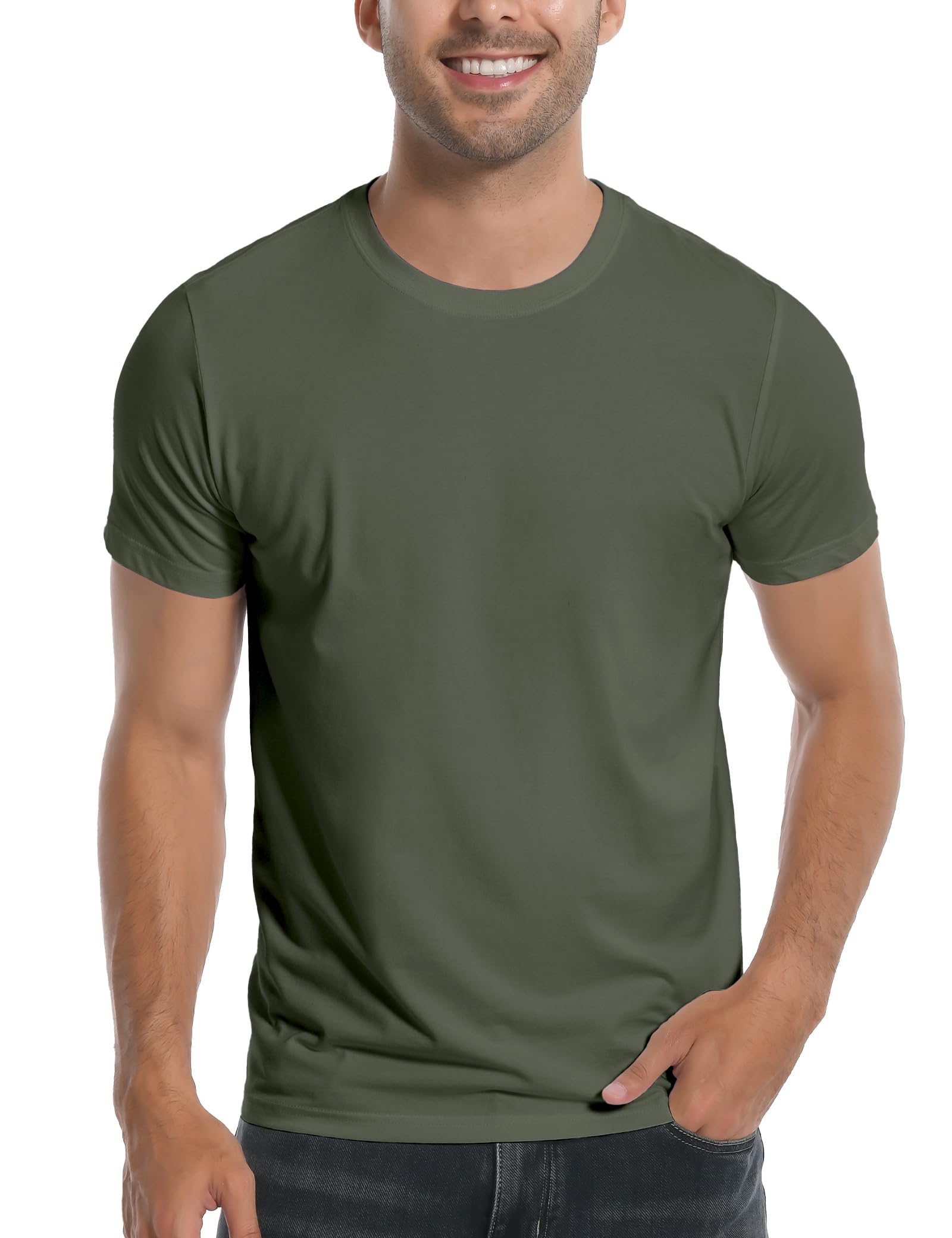 Pioneer Camp Mens Bamboo Viscose T Shirt Ultra Soft Plain Tshirts for Men Cooling Crew Neck Casual Basic Tee Shirt Undershirt