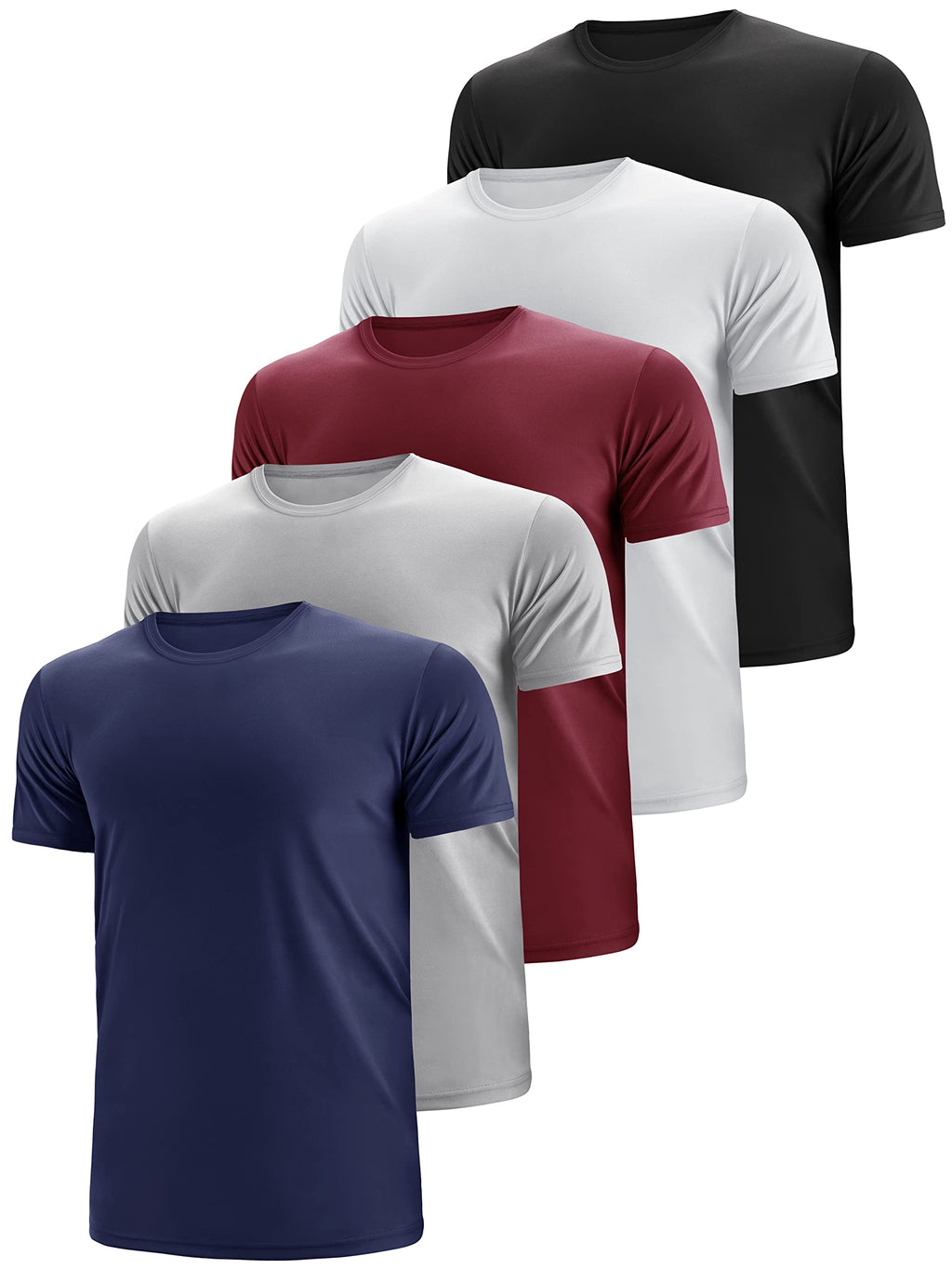 ORJ 5 PCS Unisex Sublimation Blank T Shirt White Polyester Shirts Crew Neck Short Sleeve for Sublimation T Shirt