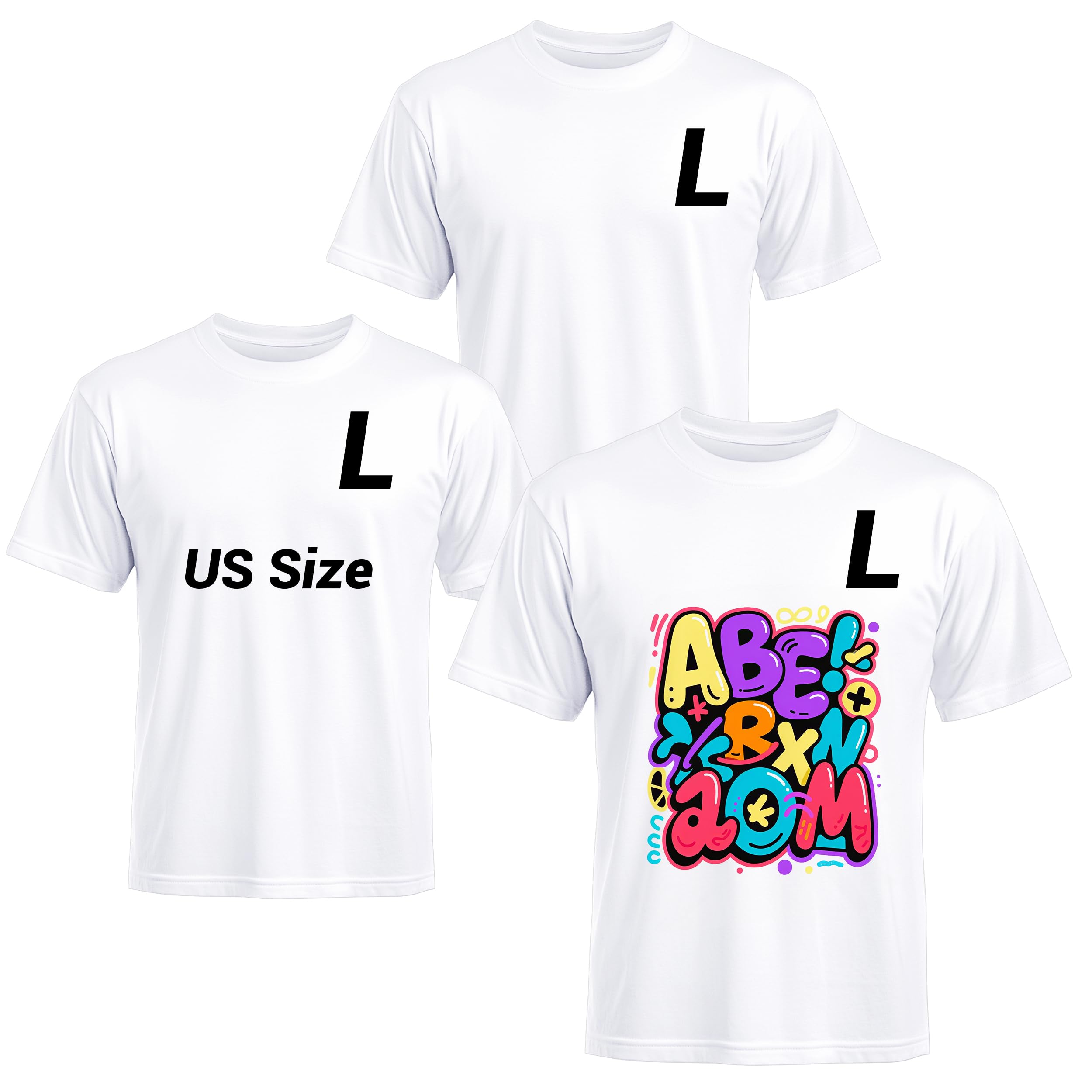 JenPen 5 Pcs Unisex Sublimation Shirts Bulk Blank Polyester T Shirt White Crew Neck Short Sleeve for Women Men Adult Kid