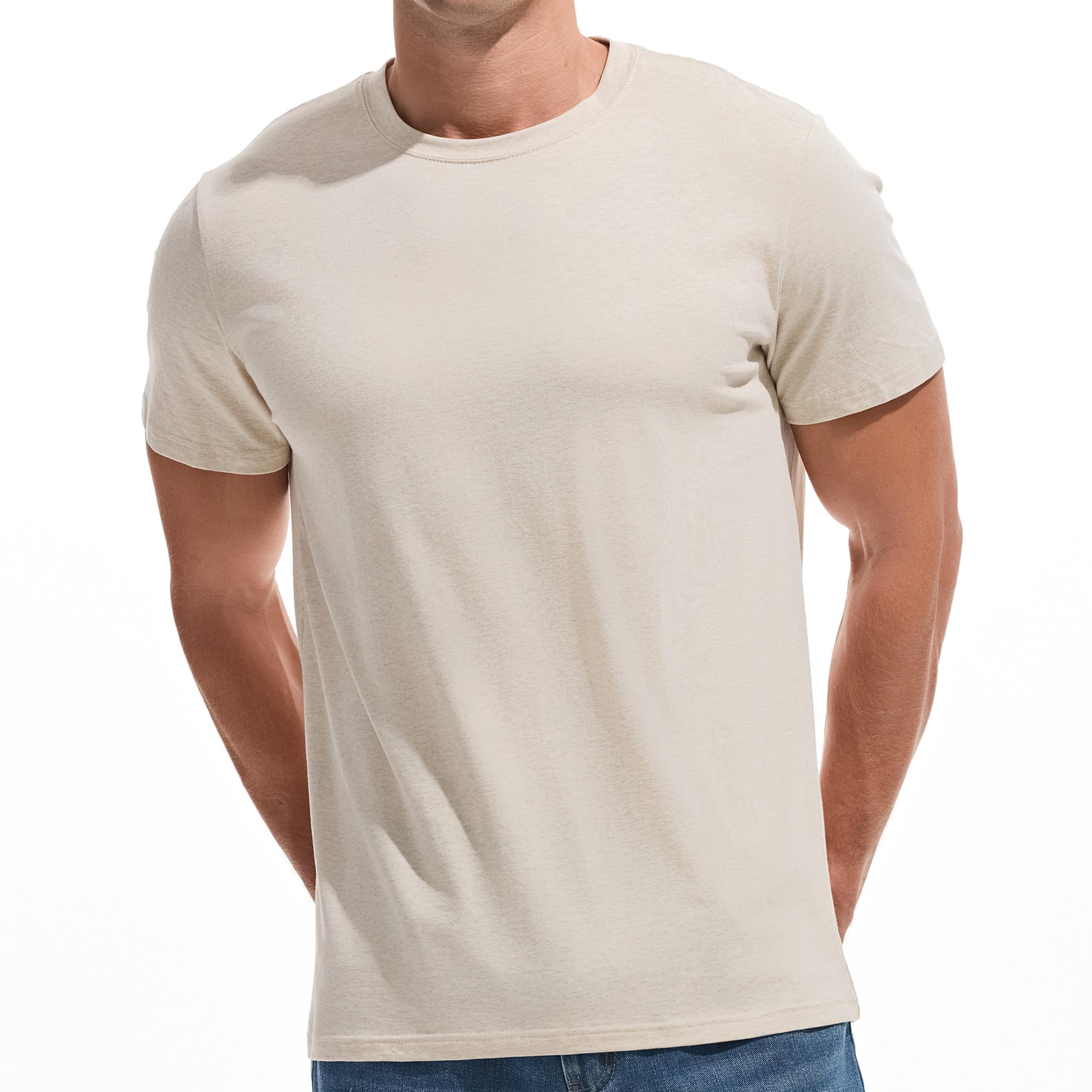 VEIISAR Men's Heavy Weight Crew Neck T-Shirt Mens Premium Cotton Tee - Pre Shrunk S-3XL