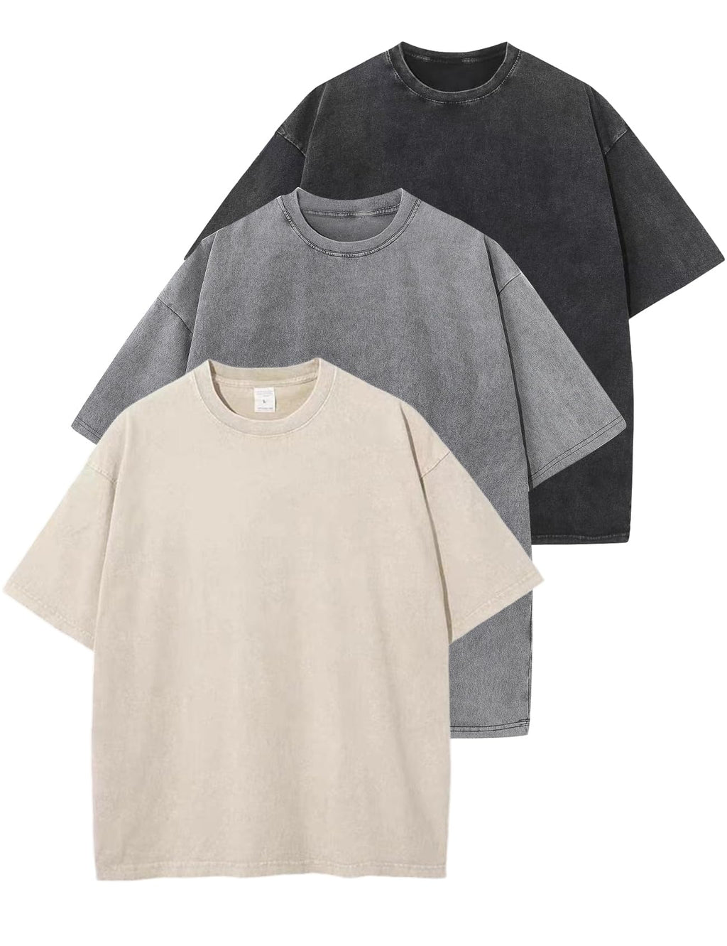 KEEPSHOWING Men's Cotton T-Shirts Oversized Unisex Short Sleeve Crew Neck Loose Basic Tops Solid Athletic Tee