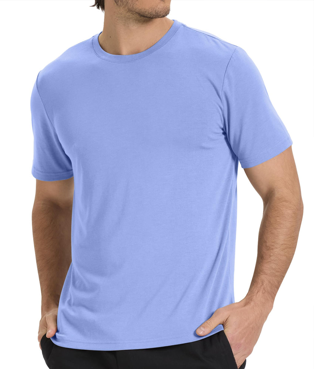 EKLENTSON Men's Cotton Crewneck T-Shirts Short Sleeve Plain Tee Moisture Wicking Casual Tshirts Solid Color