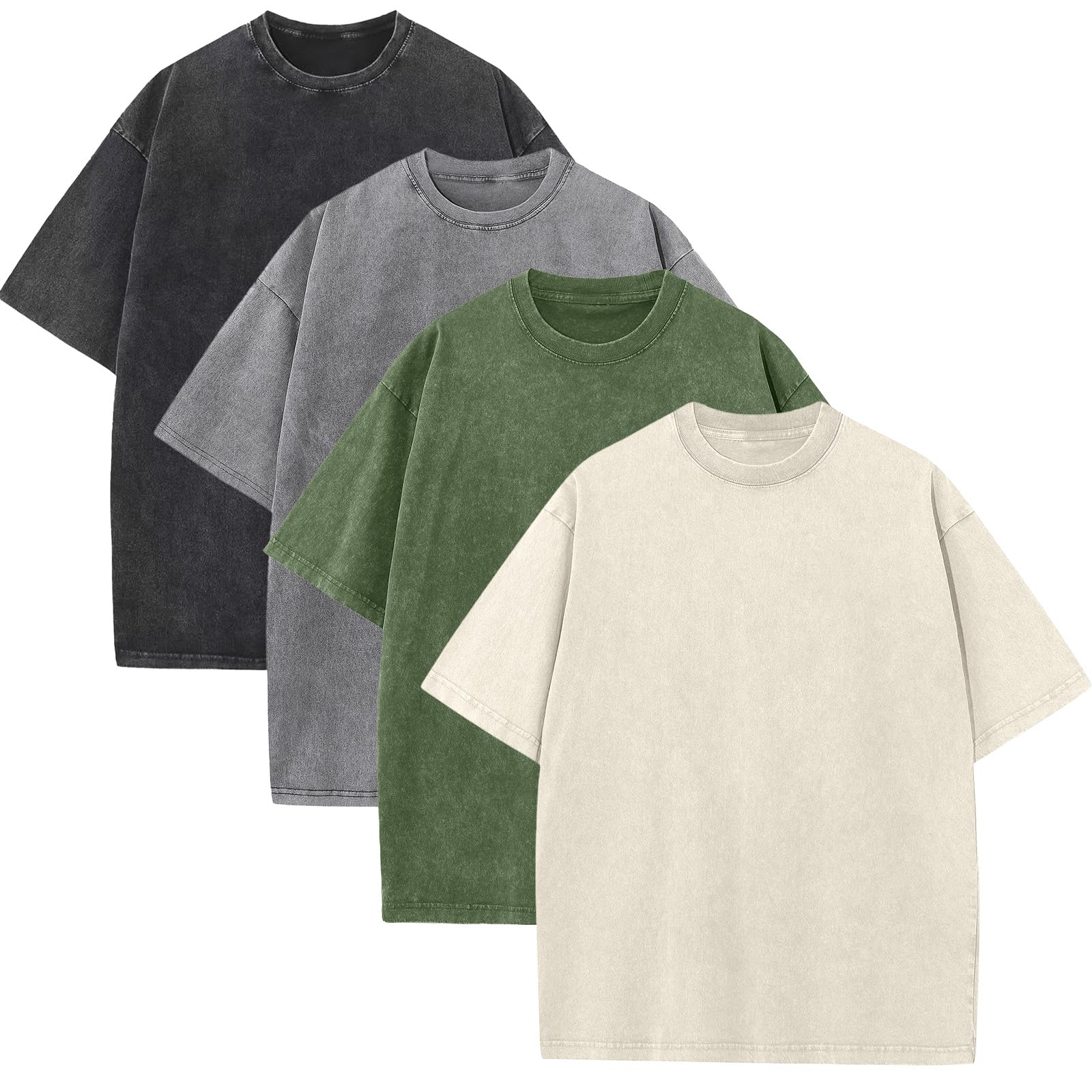 Mens Oversized T-Shirts Fashion Loose Fit Crewneck Tshirt Streetwear Heavyweight Short Sleeve Gym Workout Tops