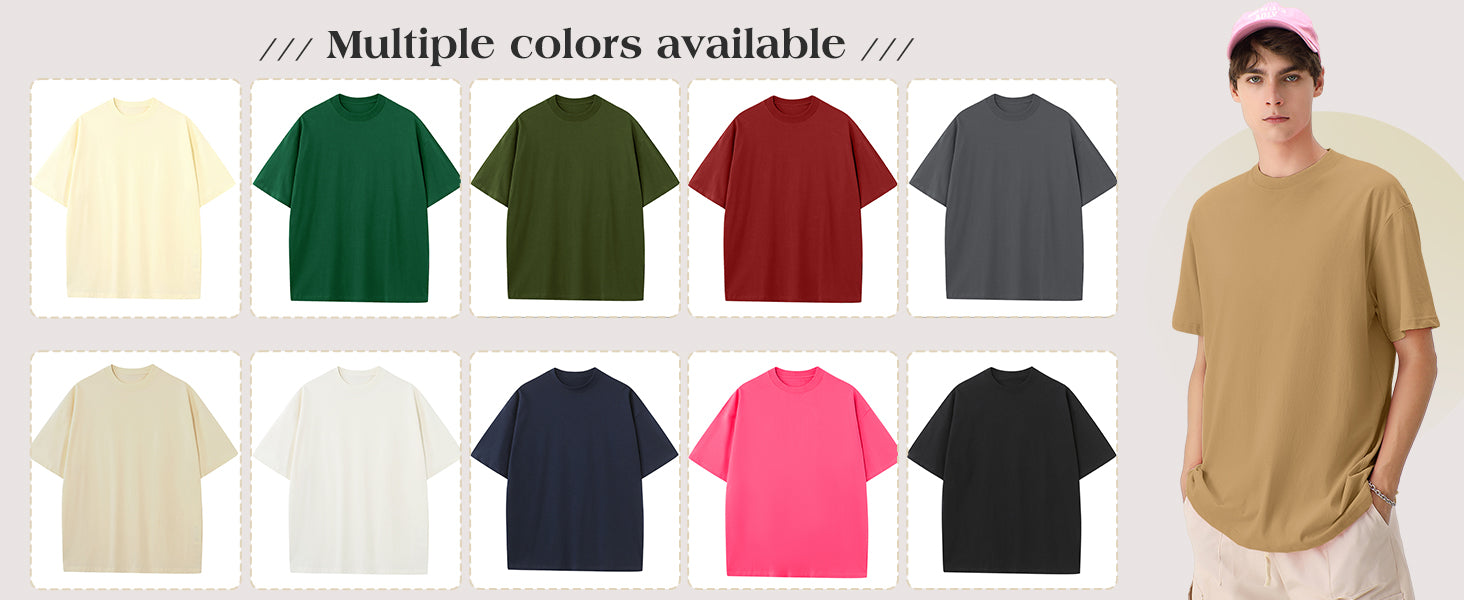 KEEPSHOWING Men's Cotton T-Shirts Oversized Unisex Short Sleeve Crew Neck Loose Basic Tops Solid Athletic Tee
