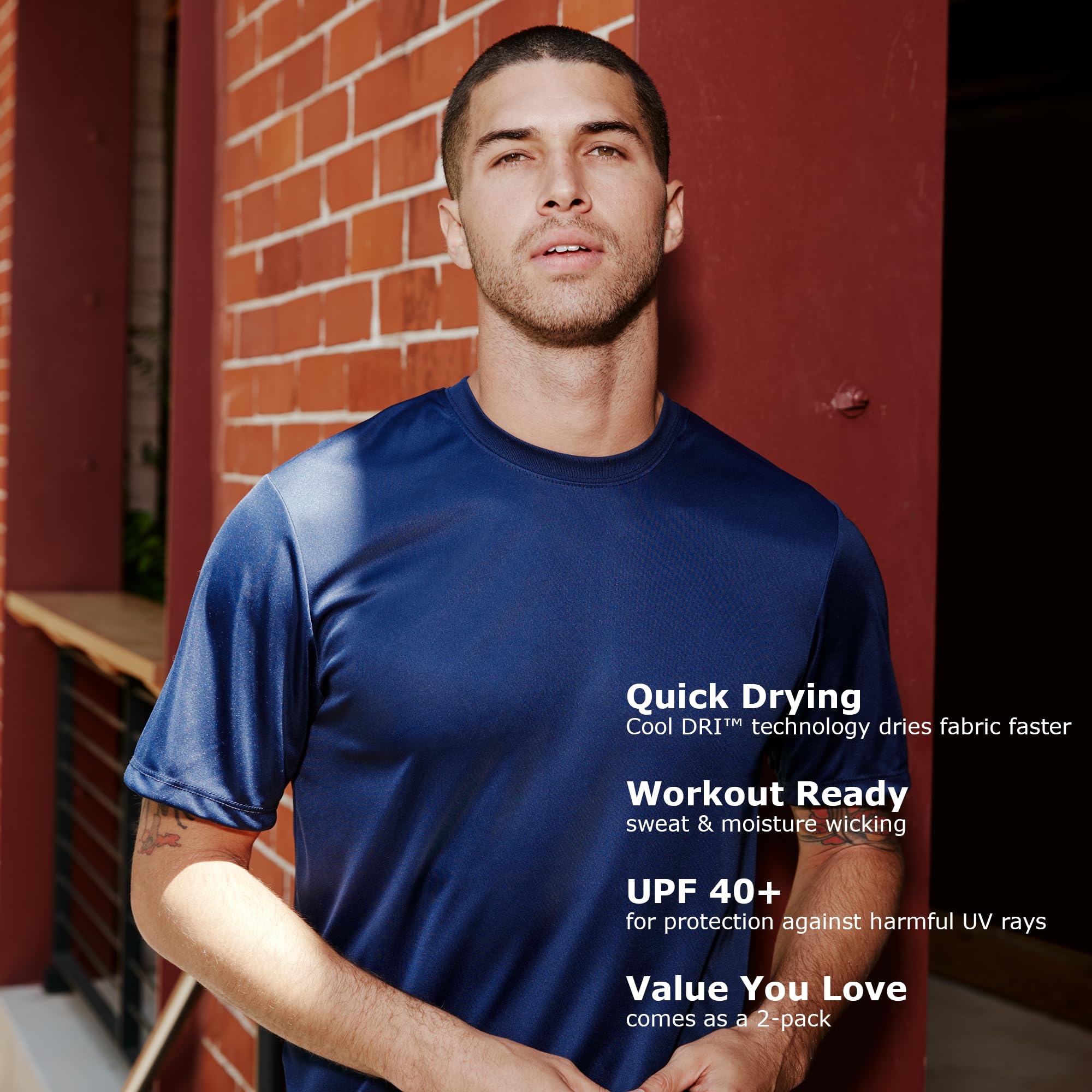 Hanes Men's Cool Dri Performance T-Shirt, Moisture-Wicking Short Sleeve Tee, 40+ UPF Protection, 2 Or 5 Pack