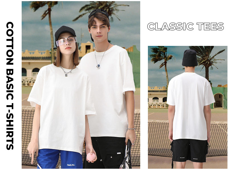 Mens Oversized T-Shirts Fashion Loose Fit Crewneck Tshirt Streetwear Heavyweight Short Sleeve Gym Workout Tops