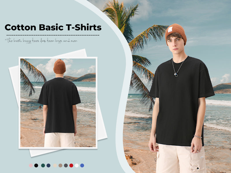 Mens Oversized T-Shirts Fashion Loose Fit Crewneck Tshirt Streetwear Heavyweight Short Sleeve Gym Workout Tops