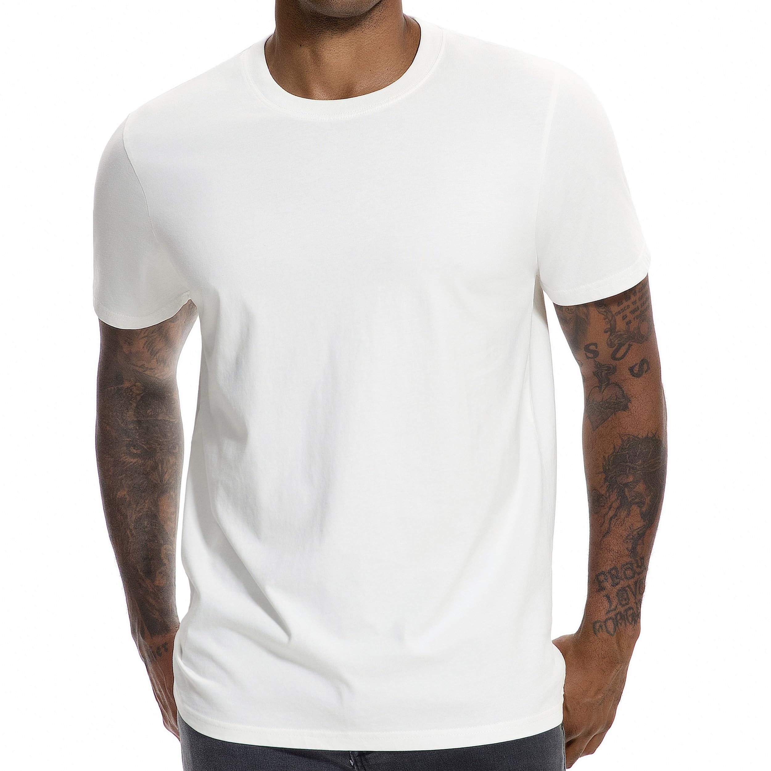 100% Cotton Men's Plain Short Sleeve Crew Neck T-Shirt, Regular Fit Casual T Shirt Tops, Basic Tees, Tshirt