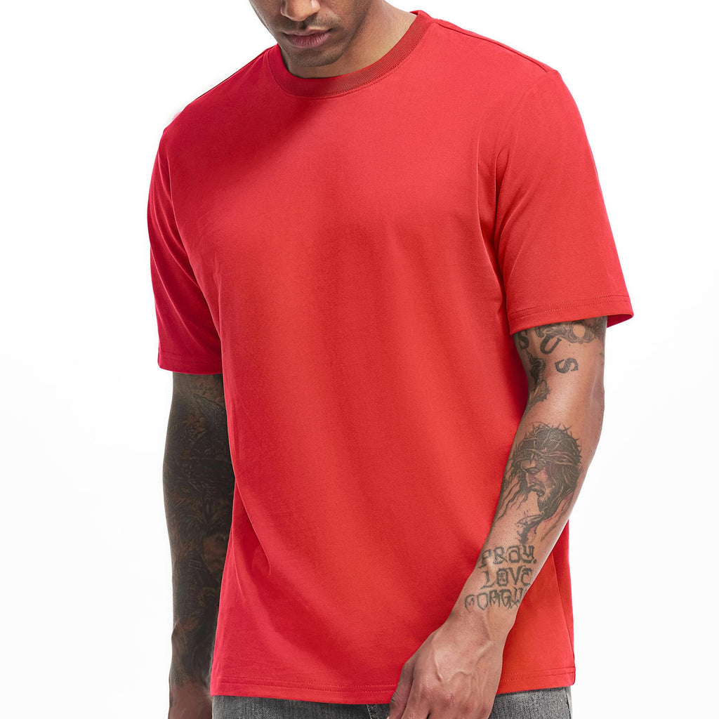 VEIISAR Men's Heavy Weight Crew Neck T-Shirt Mens Premium Cotton Tee - Pre Shrunk S-3XL