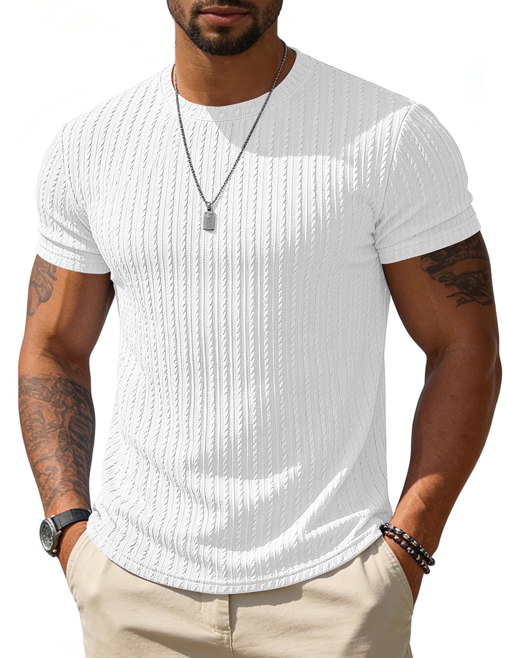 100% Cotton Men's Plain Short Sleeve Crew Neck T-Shirt, Regular Fit Casual T Shirt Tops, Basic Tees, Tshirt