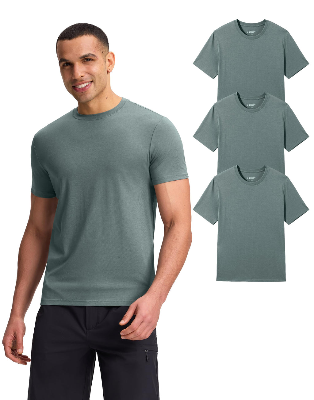 Pioneer Camp Mens Bamboo Viscose T Shirt Ultra Soft Plain Tshirts for Men Cooling Crew Neck Casual Basic Tee Shirt Undershirt