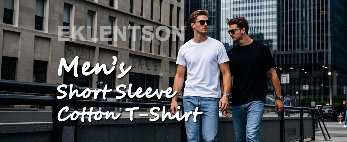 EKLENTSON Men's Cotton Crewneck T-Shirts Short Sleeve Plain Tee Moisture Wicking Casual Tshirts Solid Color