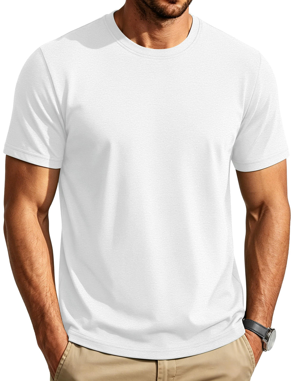 EKLENTSON Men's Cotton Crewneck T-Shirts Short Sleeve Plain Tee Moisture Wicking Casual Tshirts Solid Color